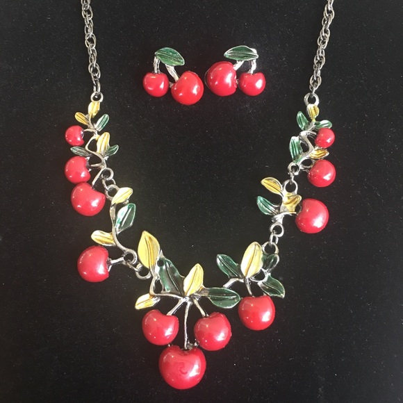 Vintage Jewelry - Vintage Style Rockabilly Pinup Cherry Set 🍒